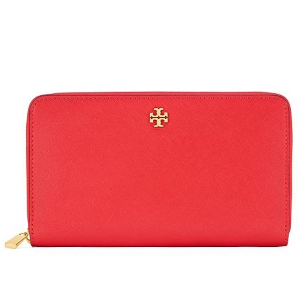 Tory Burch red Robinson wallet